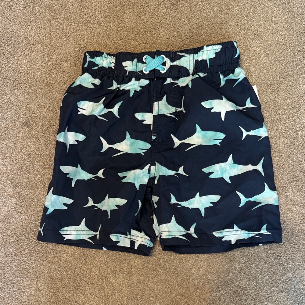 iXtreme Navy‎ Blue Shark Print Swim Trunks Size 2T